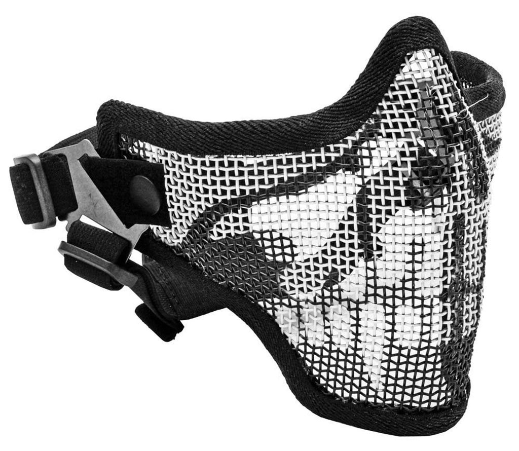 2G Steel Mesh Half Face Mask, Black w/ Skull