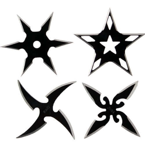 2.5” Black Steel Throwing Star with Pouch 4pc Set