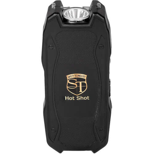 Hot Shot stun gun with flashlight and Battery Meter Black Front