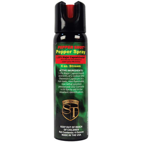 Pepper Shot 1.2% MC 4 oz pepper spray stream - Front