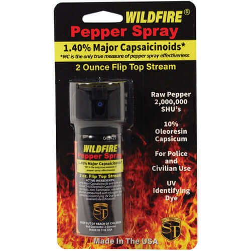 Wildfire 1.4% MC 2 oz pepper spray flip top - Package Front