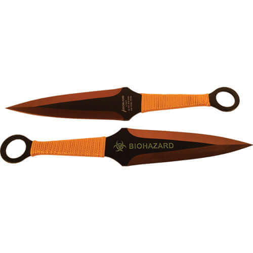 2 Piece Throwing Knife - BioHazard - Gold Side