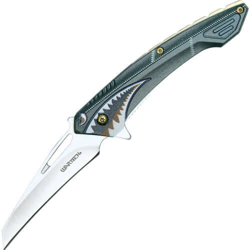 Assisted Open Folding Pocket Knife - Flying Shark Design 1