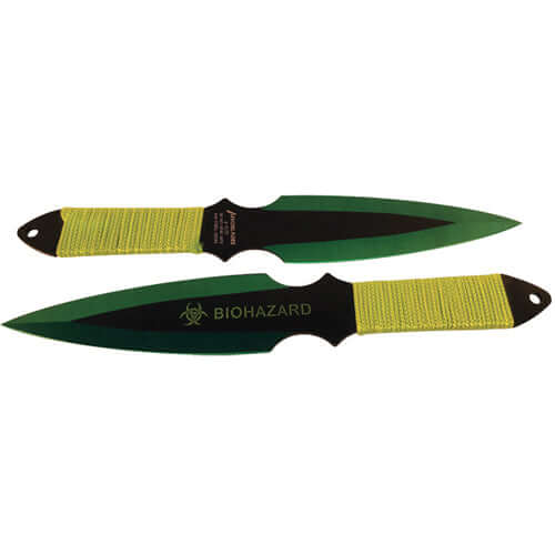 2 Piece Throwing Knife - BioHazard - Green