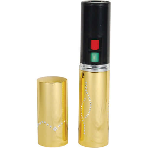 25,000,000 Volt Rechargeable Lipstick Stun Gun with Flashlight - Gold