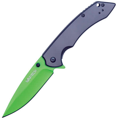 Assisted Open Folding Pocket Knife with Grey handle - Green