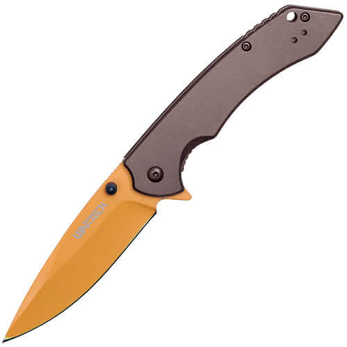 Assisted Open Folding Pocket Knife with Grey handle - Orange