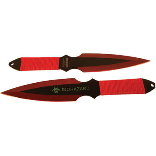 2 Piece Throwing Knife - BioHazard - Red Side