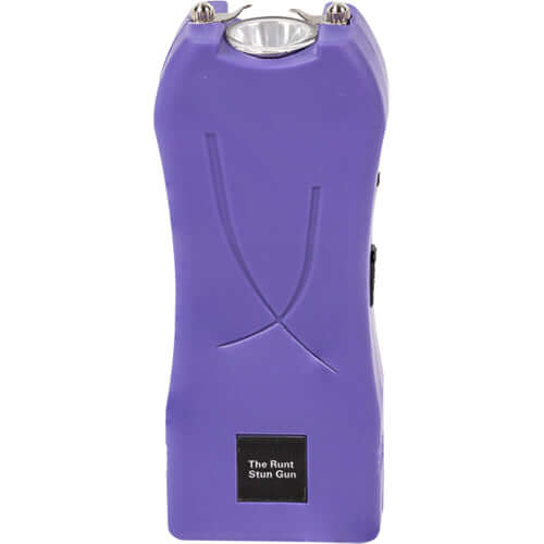 Rechargeable Runt 80,000,000 volt stun gun with flashlight and wrist strap disable pin - Purple