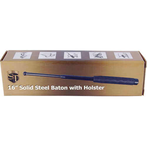 16 inch Rubber Handle Steel Baton - Package Front