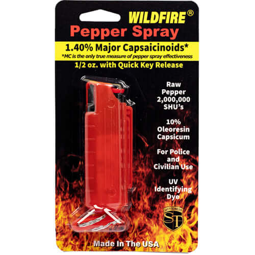 Wildfire 1.4% MC 1/2 oz pepper spray hard case with quick release keychain