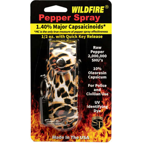 Wildfire 1.4% MC 1/2 oz pepper spray fashion leatherette holster and quick release keychain
