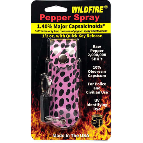 Wildfire 1.4% MC 1/2 oz pepper spray fashion leatherette holster and quick release keychain - 5