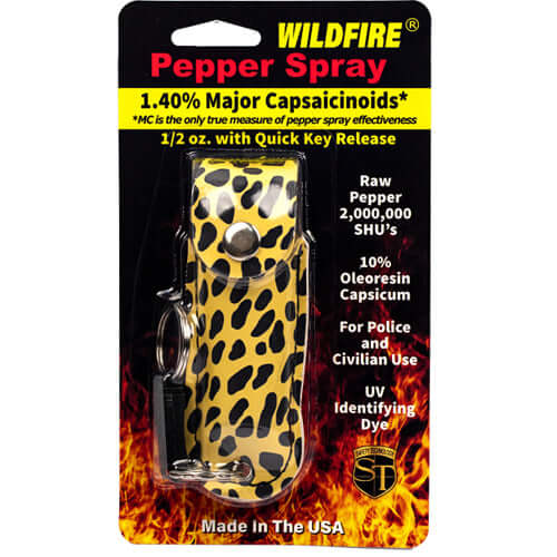 Wildfire 1.4% MC 1/2 oz pepper spray fashion leatherette holster and quick release keychain - 7